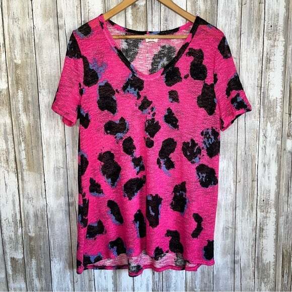Bibi Tops - BiBi Pink Leopard Knit Blouse